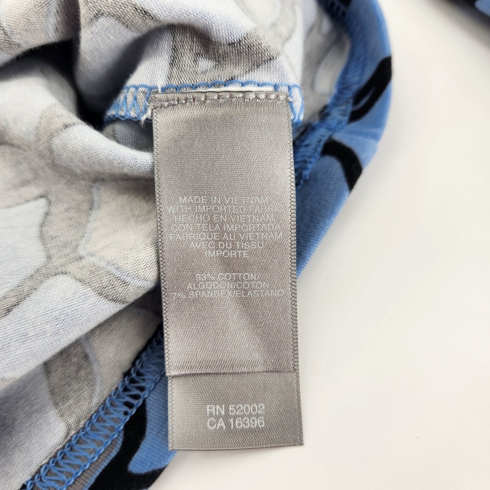 Liz Claiborne XL Top Blue Gray Black‎ Abstract Print Long Sleeve Blouse - Picture 4 of 6